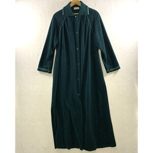Vanity Fair Womens Full‎ Snap Housecoat Dress Sz M Emerald Green Lounge